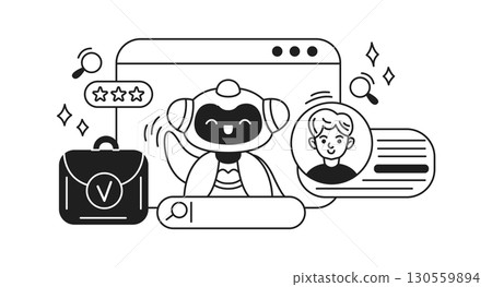 Friendly Robot Character with User Interface Elements Friendly Robot Character with User Interface Elements 130559894