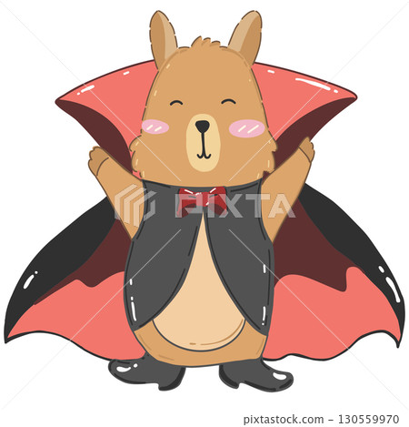 Capybara Dracula costume cute hand drawn style Capybara Dracula costume cute hand drawn style 130559970