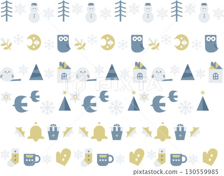 Winter illustration border set decoration Winter illustration border set decoration 130559985