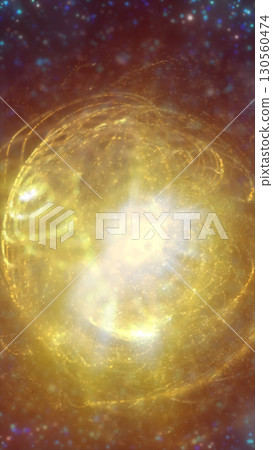 Bright cosmic explosion surrounded by stars and colorful celestial dust, symbolizing universal creation 130560474