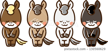 A quartet of smiling horses bowing 130560629