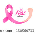 Pink ribbon symbol design with fist 130560733