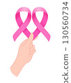 Pink ribbon symbol design with hand.  130560734