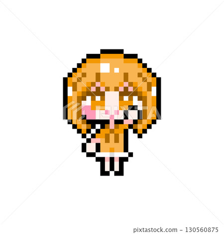Pixel art character: Short-haired girl raising her hand (8) 130560875