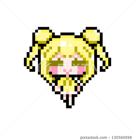 Pixel Art Character Walking Girl with Bun and Twin Tail (3) 130560898