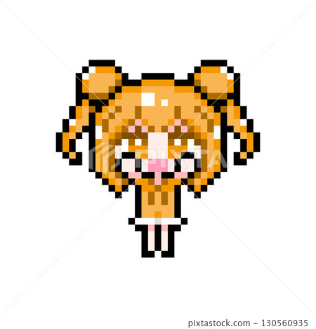 像素藝術人物：雙馬尾髮髻女孩舉起雙臂（8） 130560935