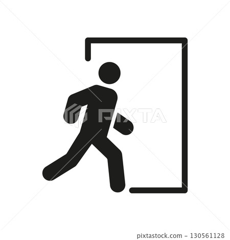 Exit Sign With Running Figure Solid Icon. Emergency Evacuation, Safety Guideline, And Quick Escape Route Silhouette Symbol. Fire Exit Notification. Isolated Vector Illustration Exit Sign With Running Figure Solid Icon. Emergency Evacuation, Safety Guideline, And Quick Escape Route Silhouette Symbol. Fire Exit Notification. Isolated Vector Illustration 130561128