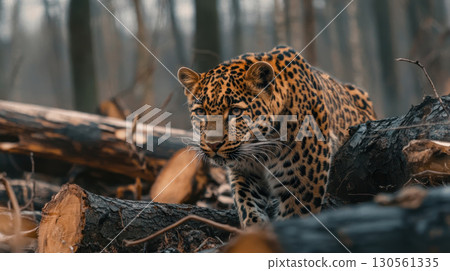 leopard forest leopards eyes camera closeup shot setting 130561335