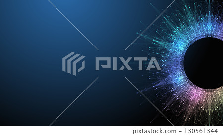 Scientific vector illustration quantum computer technology. Plexus fiction effect. Deep learning artificial intelligence. Big data algorithms visualization. Quantum explosion background. 130561344
