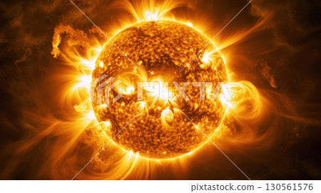 sun burning closeup surface flame fire corona plasma 130561576