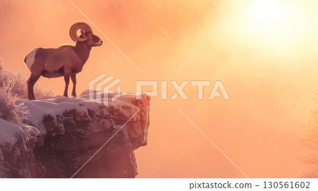 nature animal canyon snow goat ram sheep winter 130561602
