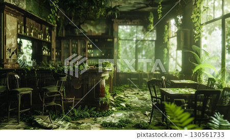 abandoned city jungle building ruin forest old rusty 130561733