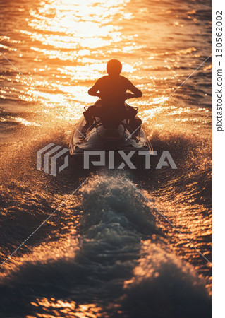 person jet ski body water sunset sky hues 130562002