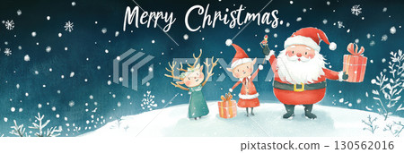 illustration elves landscape style colors shapes santa claus 130562016