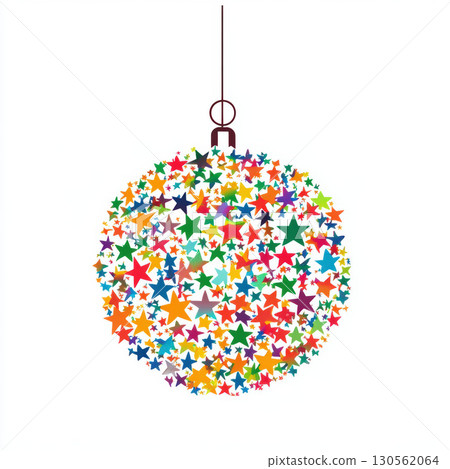 illustration stars filled multicolored vibrant spherical ornament general 130562064