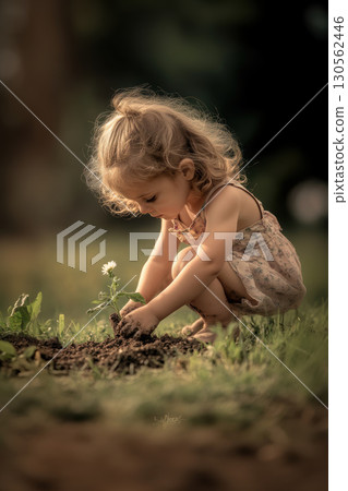 girl flower garden scene girls details dress sun 130562446