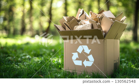 symbol grassy field cardboard box recycling general outdoors 130562548