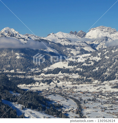 Village Saanen in Winter, Switzerland. Village Saanen in Winter, Switzerland. 130562614