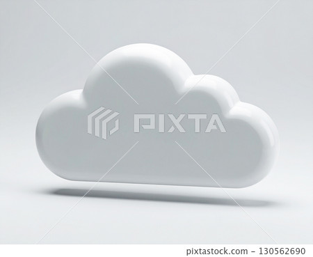 Simple 3D cloud icon (white background, three-dimensional effect) 130562690