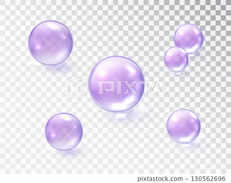 Translucent Lavender Bubbles Floating on Transparent Background 130562696