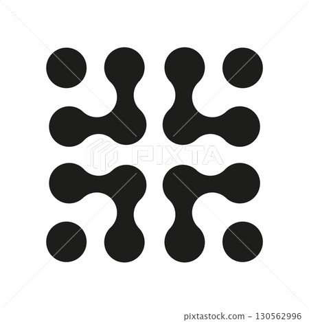 Connected dots symbol isolated on a white background. Abstract circles pattern. Blob design elements. Metaball icon. Vector graphic illustration. Minimal logo.  130562996