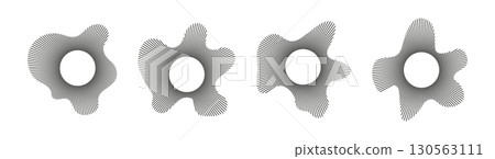 Circular waves. Sound lines. Radial frames. Sound circle ring mockup. Wavy frame. Radial rays pattern. Wavy design element. Equalizers logo icon, radial spectrum. Voice symbols. Depicting audio music. Circular waves. Sound lines. Radial frames. Sound circle ring mockup. Wavy frame. Radial rays pattern. Wavy design element. Equalizers logo icon, radial spectrum. Voice symbols. Depicting audio music. 130563111