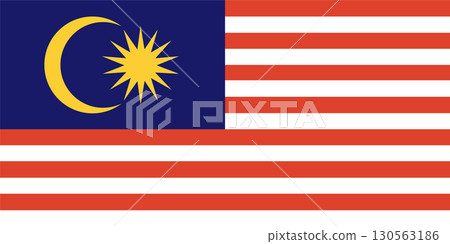 Malaysia flag. Official colors and proportions. 130563186