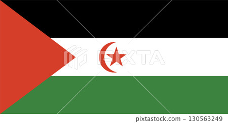 Western Saharan flag. Correct colors and proportions. Flag of the Saharan Arab Democratic Republic.  130563249