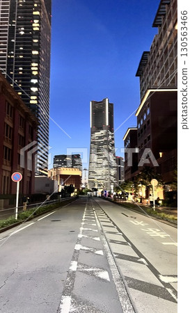 Kaigan-dori in Naka Ward, Yokohama at night 130563466