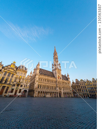 Town Hall and Grand Place at Sunrise. City of Brussels, Belgium 130563887
