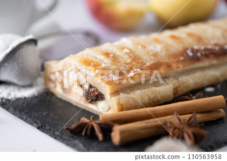 Homemade apple strudel Homemade apple strudel 130563958