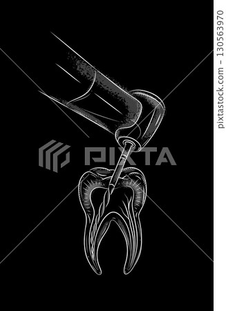 Teeth treatment dental drill symbol black Teeth treatment dental drill symbol black 130563970