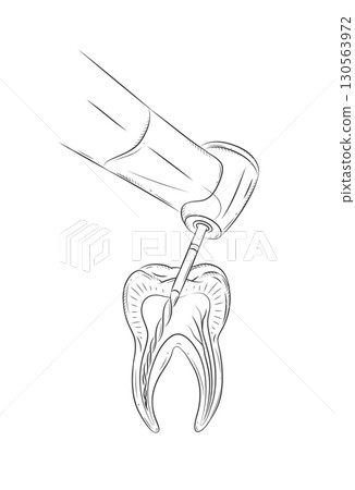 Teeth treatment dental drill symbol Teeth treatment dental drill symbol 130563972
