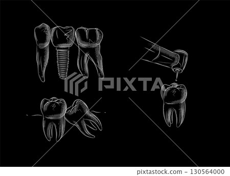 Drill the tooth with dental machine illustration black 130564000
