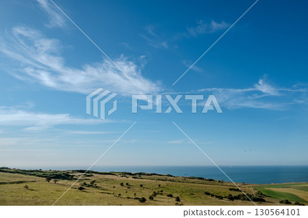 Experience a Serene Coastal Landscape Featuring Clear Blue Skies on a Beautiful DayCap Blanc-Nez 130564101