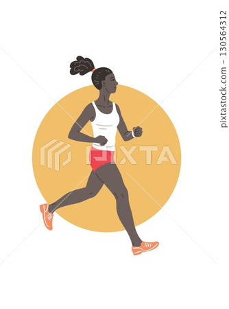 African American woman jogging vertical sports poster African American woman jogging vertical sports poster 130564312