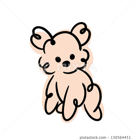 Cute doodles. Fluffy dog. Poodle, lapdog, spitz. Minimalistic illustration, children's print. Cute doodles. Fluffy dog. Poodle, lapdog, spitz. Minimalistic illustration, children's print. 130564451