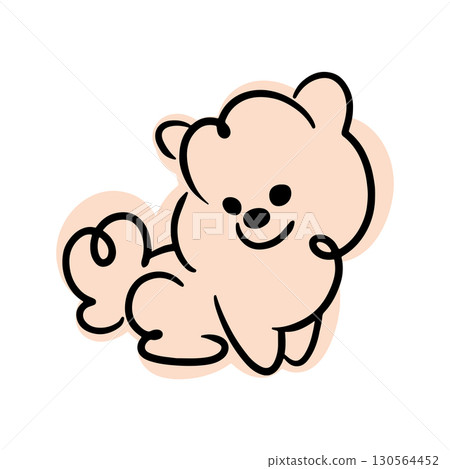 Cute doodles. Fluffy dog. Poodle, lapdog, spitz. Minimalistic illustration, children's print. Cute doodles. Fluffy dog. Poodle, lapdog, spitz. Minimalistic illustration, children's print. 130564452