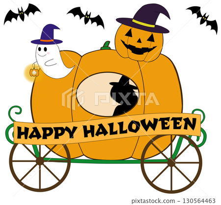 Pumpkin carriage (Halloween) with letters 130564463