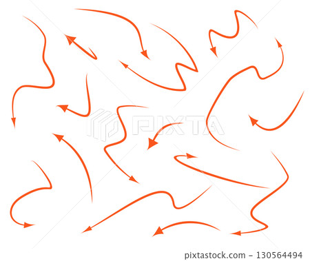 Red arrows design vector. Doodle marker hand drawn shapes. Red arrows design vector. Doodle marker hand drawn shapes. 130564494