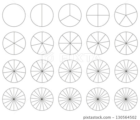 Pie chart template. Segment slice icon. Circle section graph line art. Infographic. Diagram wheel parts. Geometric elements. Pie chart template. Segment slice icon. Circle section graph line art. Infographic. Diagram wheel parts. Geometric elements. 130564502