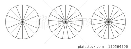 Pie chart, diagram set. Simple business chart. Sixteen, seventeen and eighteen sections or steps. Circle icons for infographic, presentation, web design, user interface.  130564596