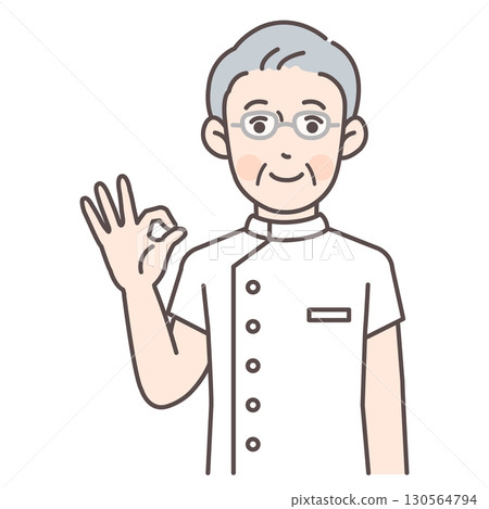 Senior male nurse giving an OK sign Senior male nurse giving an OK sign 130564794