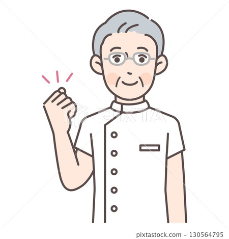 Senior male nurse pumping his fist 130564795