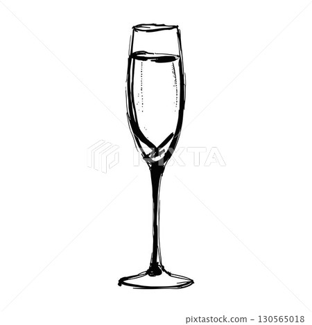 Sketch of Elegant Straight-Stemmed Champagne Glass 130565018
