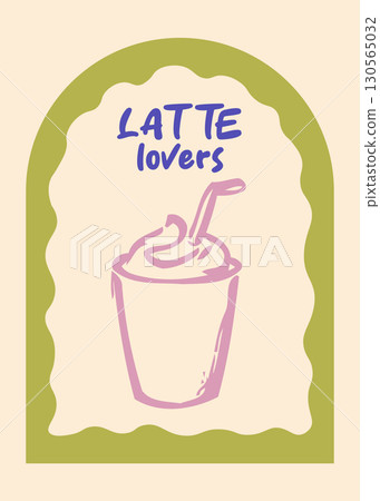 Latte Lovers Mug in Retro Arch Frame Typography Art Latte Lovers Mug in Retro Arch Frame Typography Art 130565032