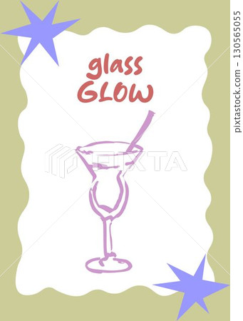 Retro glass glow cocktail design with olive green background Retro glass glow cocktail design with olive green background 130565055