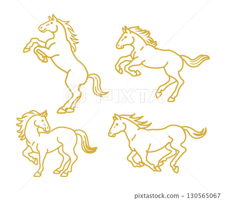 Horse clip art set of 4 different poses and line drawings Horse clip art set of 4 different poses and line drawings 130565067