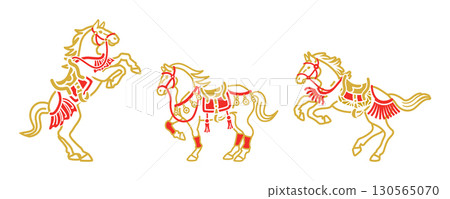 3 套穿著衣服的馬剪貼畫 130565070