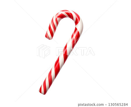 Minimalistic candy cane icon, red and white striped candy, Christmas symbol 130565284